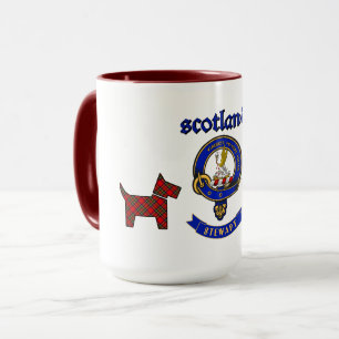 Caneca Stewart Crachá & Tartan Scottie Dogs Personalizado