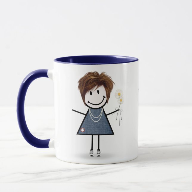 Caneca Stick Figure Girl with Daisies (Esquerda)