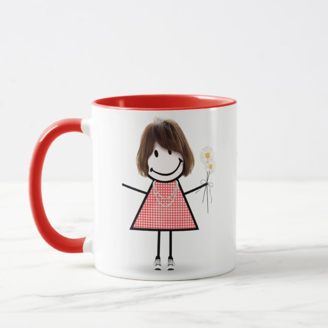 Caneca Stick Figure Girl with Daisies (Esquerda)
