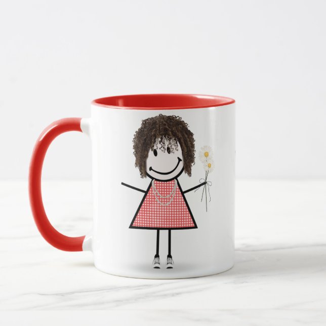 Caneca Stick Figure Girl with Daisies and Cote (Esquerda)