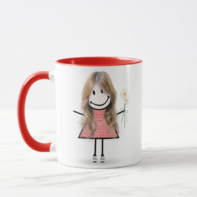 Caneca Stick Figure Girl with Daisies and Cote (Esquerda)
