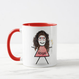 Caneca Stick Girl with Daisiers and Inspirational Cote