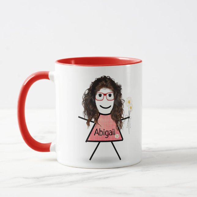 Caneca Stick Girl with Daisiers and Inspirational Cote (Esquerda)