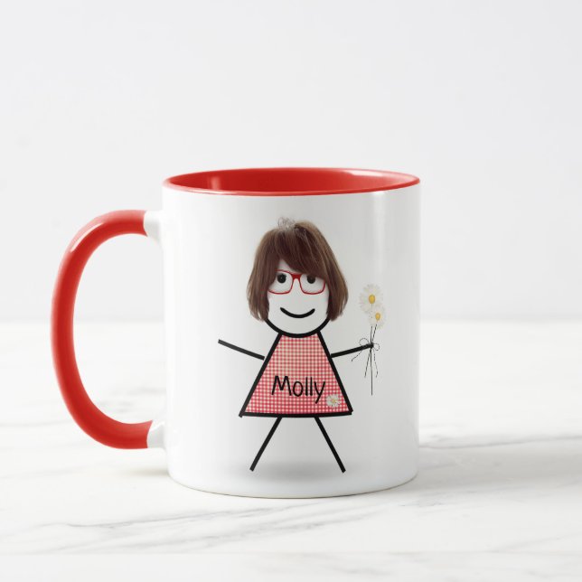 Caneca Stick Girl with Daisiers and Inspirational Cote (Esquerda)