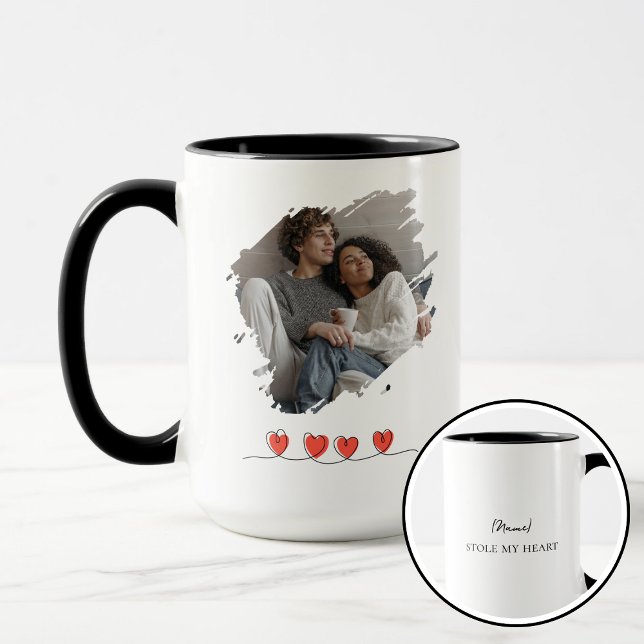 Caneca Stole My Heart Valentine's Day Photo Personalized (Criador carregado)