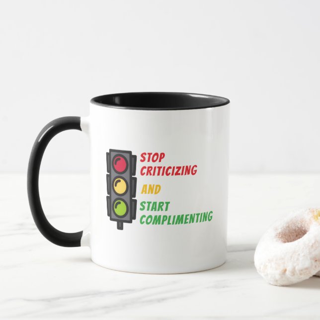 Caneca "Stop Criticizing" Mug (Com Donut)