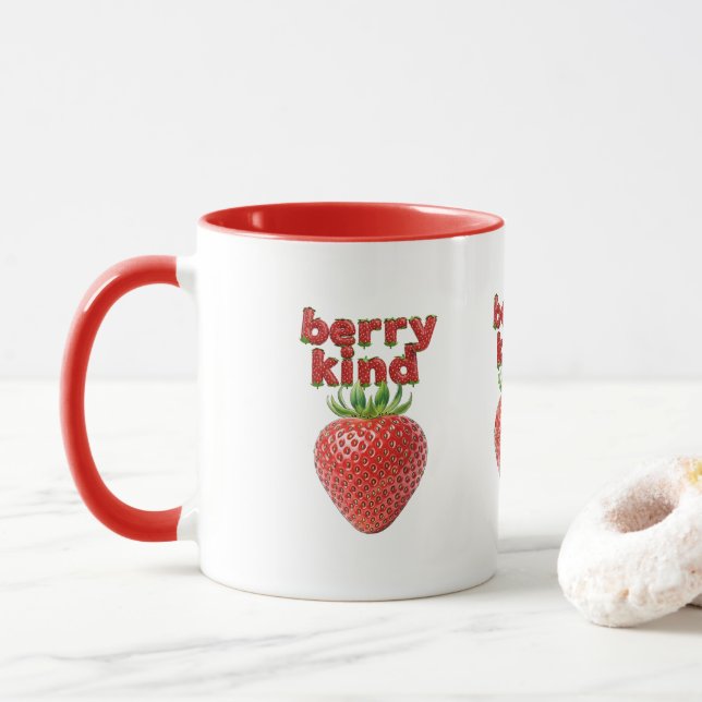 Caneca Strawberry Mug | Café de Taça de Cotação Positiva  (Com Donut)