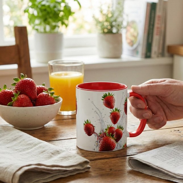 Caneca Strawberry Splash Cerâmica Mug (Criador carregado)