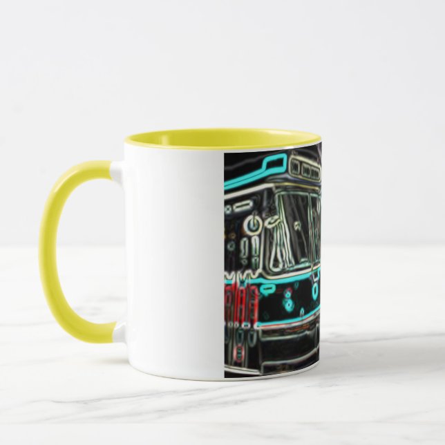Caneca Streetcar na ferrovia - Pequeno Combo Amarelo Mug (Esquerda)