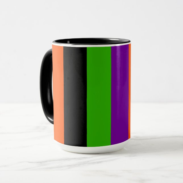 Caneca Stripes de Halloween em Cores Clássicas (Frente Esquerda)