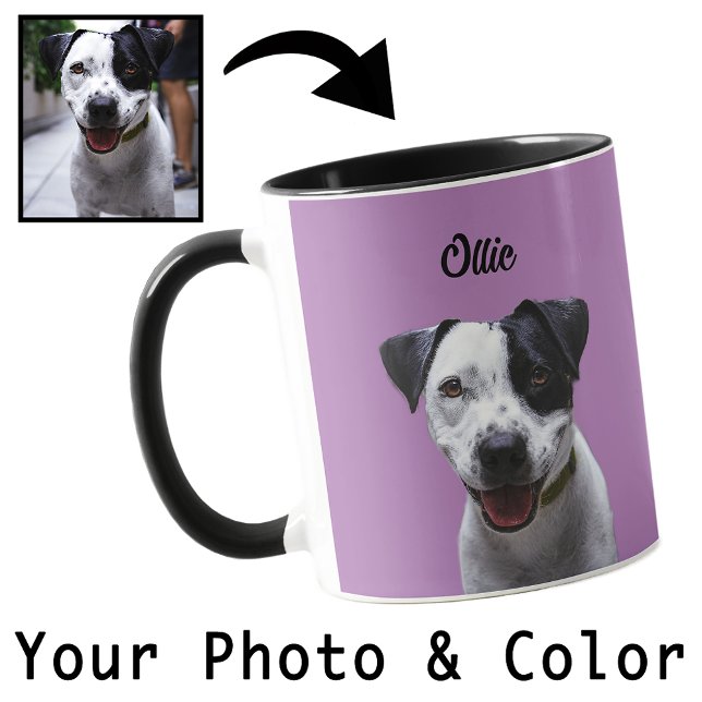 Caneca Sua Foto de Cachorro Personalizada de Cores Dotou  (Criador carregado)