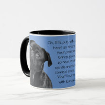 Sua Foto e palavras Cachorrinho Pug Preto com Poem