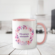 Sua Graça Abunda Christian Watercolor Floral Mug