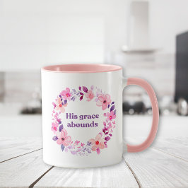Caneca Sua Graça Abunda Christian Watercolor Floral Mug