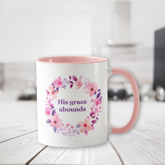 Caneca Sua Graça Abunda Christian Watercolor Floral Mug (Criador carregado)