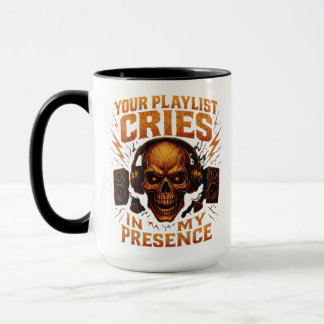 Caneca Sua Playlist Chora Música de Fone de Ouvido Caveir