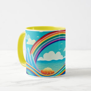 Caneca Submarino Colorido sob o arco-íris