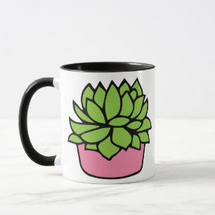 Caneca Suculente em Pote Rosa