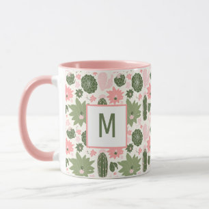 Caneca Sucultivos De Cacto Cónico Rosa Verde Com Monogram
