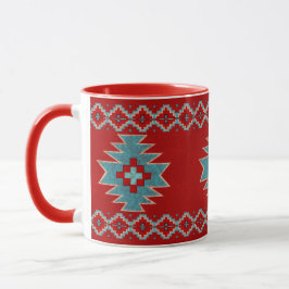 Caneca Sudoeste de Mesas Vermelho e Turquesa