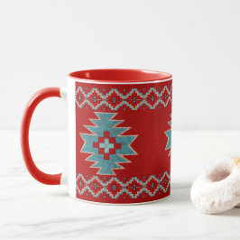 Caneca Sudoeste de Mesas Vermelho e Turquesa