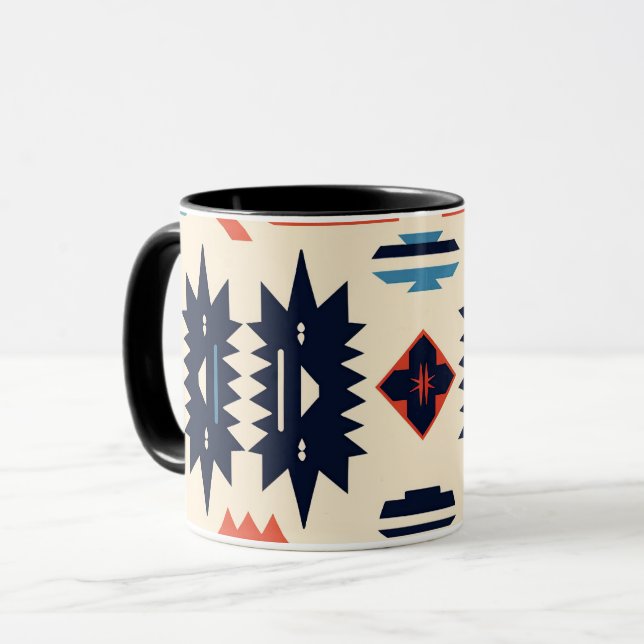 Caneca Sudoeste Tribal Azteca Geométrico Boho (Frente Esquerda)