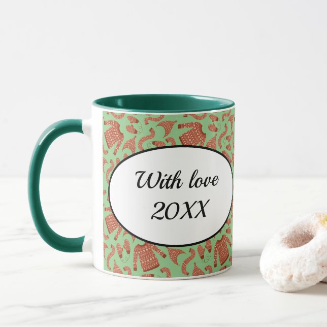 Caneca Suéter de Natal Feio Brancos (Com Donut)