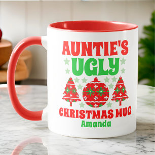 Caneca Suéter de Natal Feio da Tia Personalizada