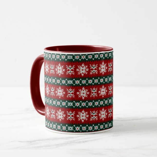 Caneca Suéter De Natal Feio Vermelho E Verde (Frente Esquerda)