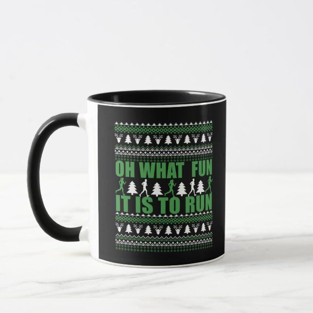 Caneca Suéter de Natal Feliz a correr (Esquerda)