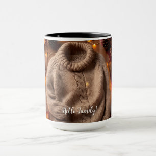 Caneca Suéter de outono, Folhas, Pinecones Pumpkin
