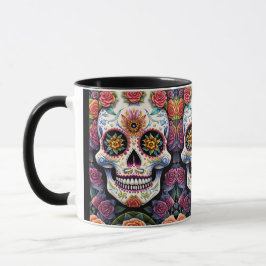 Caneca Sugar Skull Art - Dia de los Muertos Floral Skull