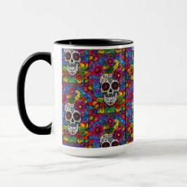 Caneca Sugar Skull Art - Floral Fiesta