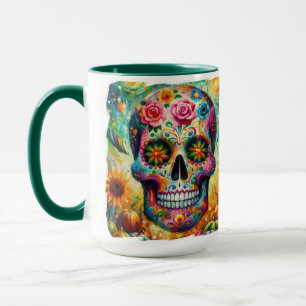 Caneca Sugar Skull Dia De Los Muertos Dia dos Mortos