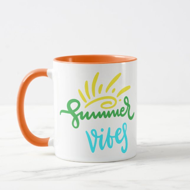Caneca Summer Vibes - Design de texto tropical (Esquerda)