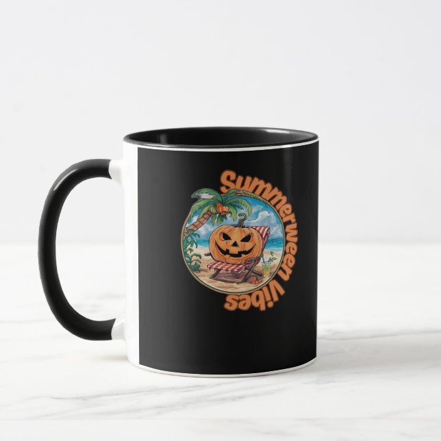 Caneca Summerween Vibes Spooky Summer Pumpkin Classic Vir (Esquerda)