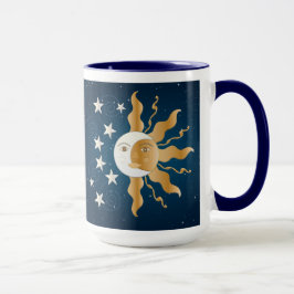Caneca Sun lunático, lua e estrelas