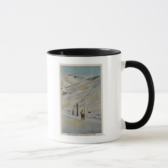 Caneca Sun Valley, IDMountain Scene, Ski levanta em (Direita)
