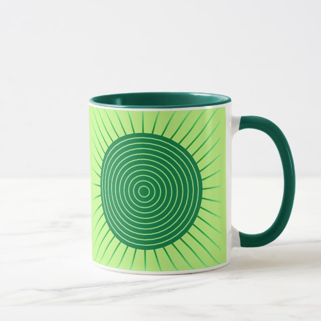Caneca Sunburst Geométrico Moderno - Emerald Green e Limã (Direita)