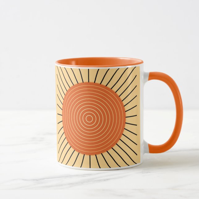 Caneca Sunburst Geométrico Moderno - Laranja Mandarina (Direita)