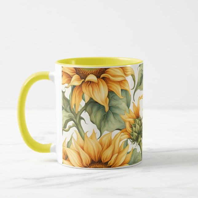 Caneca Sunflower Art Pattern Design (Esquerda)