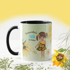 Caneca Sunflower Watercolor Quinta Rapariga Aniversário