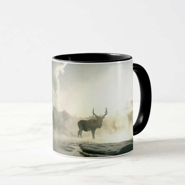 Caneca Sunrise Silhouette de Elk no Castelo Geyser (Frente Esquerda)