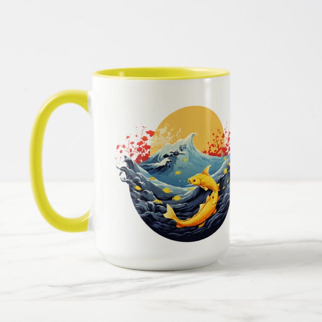 Caneca "Sunrise Sobre Ondas: Koi Edition Mug (Esquerda)