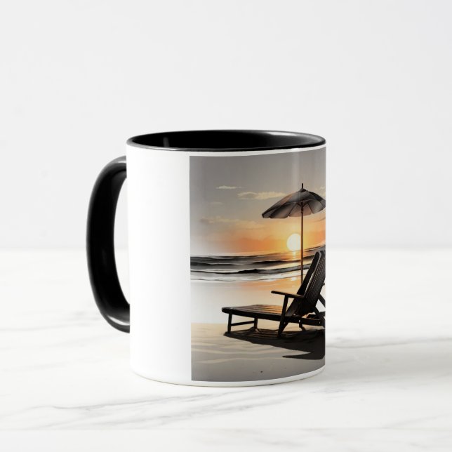 Caneca "Sunset Beach Chair Mug - Coastal Relaxation Cup" (Frente Esquerda)