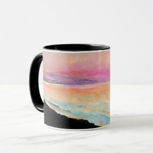 Caneca Sunset Lake Pink Blue Art