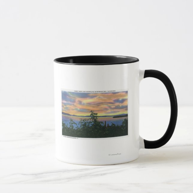 Caneca Sunset sobre o lago, Adirondack Mts em (Direita)