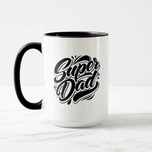 Caneca Super Dad Hero Tipografia Design-67888 (Esquerda)