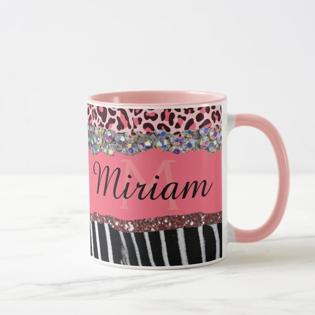 Caneca Super Feminina com Brilho Rosa e Estampa de (Direita)