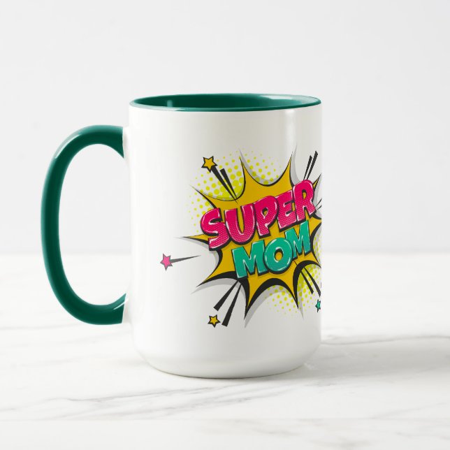 Caneca Super Mãe Arte Pop de Quadrinhos (Esquerda)